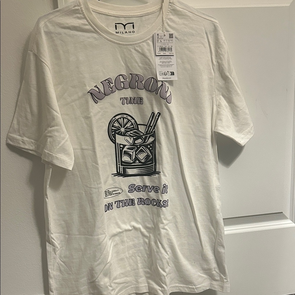 Milano White Graphic Tee with Purple Accents